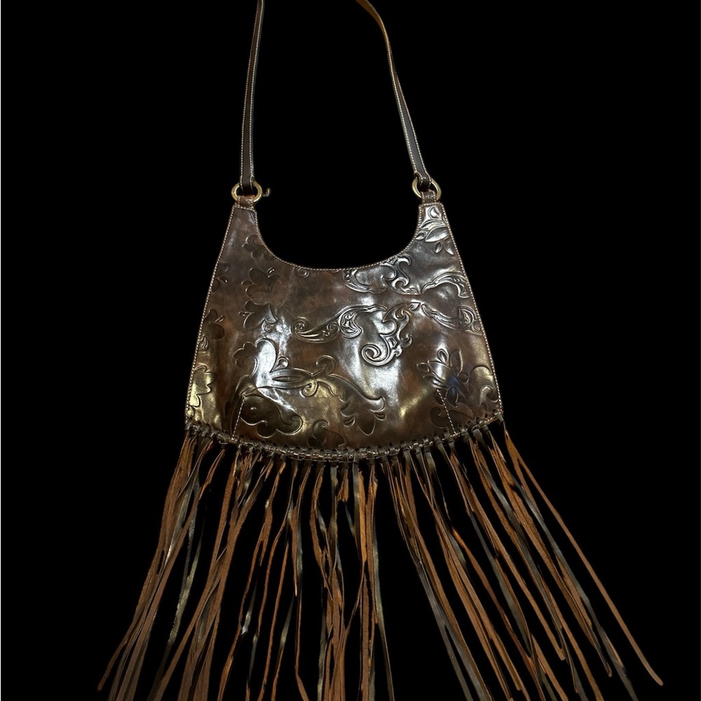 Okie Dokie Tooled Crossbody Fringe Bag Boho Chic